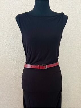 Vintage Y2K Coach Skinny Leather Belt Red/Oxblood | Made in Italy | Brass | Sz M